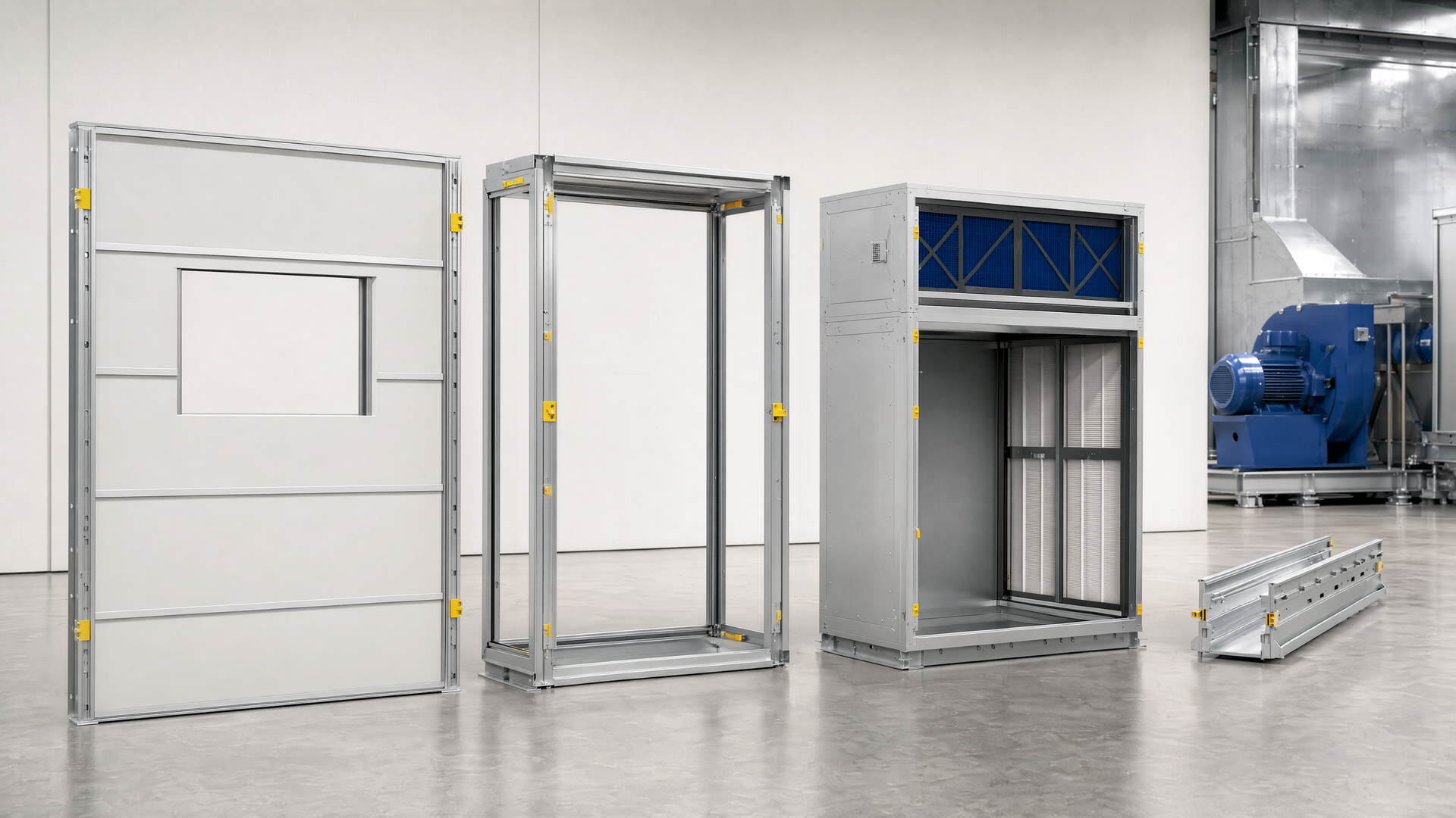 Representative panels frames plenums and connections made as one modular set