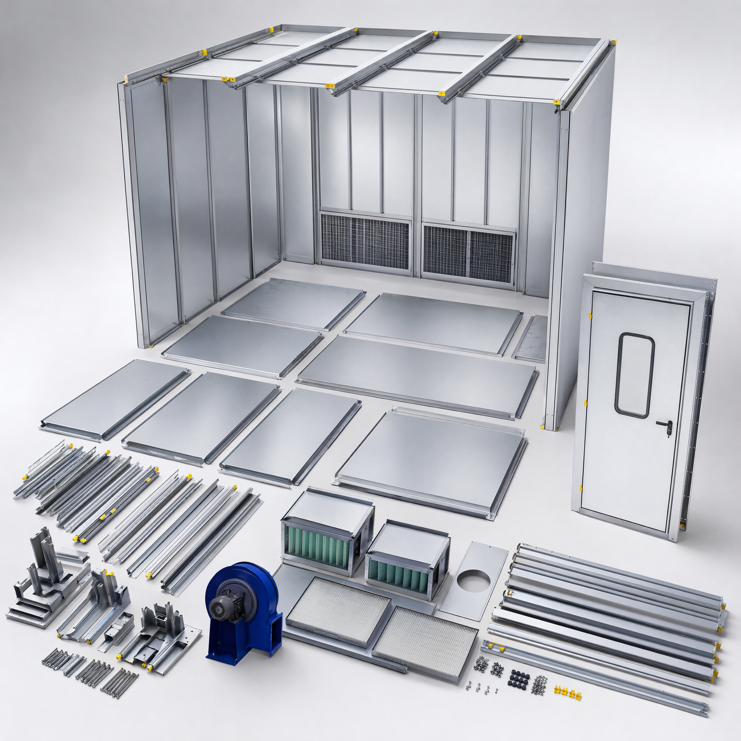 Representative enclosure wall ceiling and door module kit